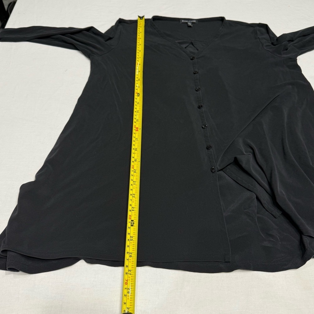 Eileen Fisher Black Button-Down 100% Silk Shirt XS - Picture 7 of 7